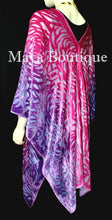 Pink Purple Camellia Burnout Velvet Caftan Kimono Duster Hand Dyed Maya Matazaro