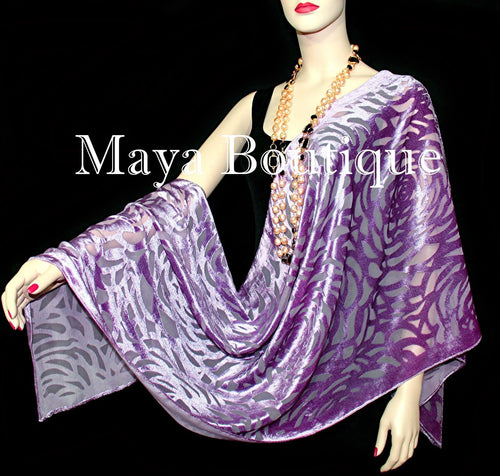 Maya Matazaro Lavender Camellia Shawl Wrap Scarf Burnout Velvet Elegant!