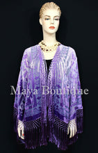 Wearable Art Purple Lavender Velvet Kimono Jacket Hand Dyed Short Maya Matazaro