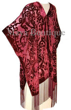 Burnout Velvet Dark Red Caftan Kimono Art Nouveau Made in USA By Maya Matazaro