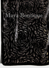 Black Camellia Shawl Wrap Scarf Burnout Velvet Maya Matazaro Elegant!