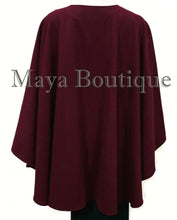 Bordo Cape Ruana Wrap Coat Cashmere Wool Blend by Maya Matazaro Made in USA