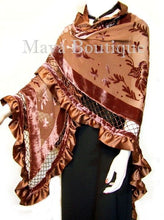 Copper Shawl Scarf Wrap Silk Burnout Velvet Triangle Ruffles Maya Matazaro