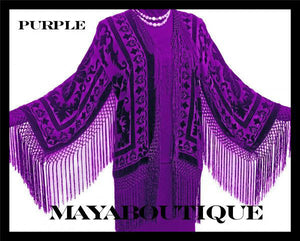 SILK JACKET TOP KIMONO DUSTER BOLERO BLAZER PURPLE MAYA MATAZARO