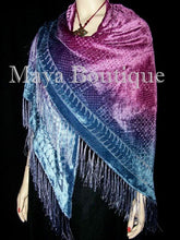 Dyed Dyed Shawl Burnout Velvet Triangle Purple & Blue Maya Matazaro