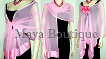 Baby Pink Chiffon Silk Scarf Wrap Sash Satin Border Maya Clothing NWT