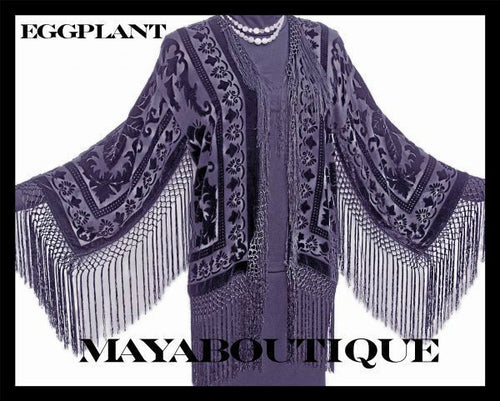 EGGPLANT SILK JACKET TOP KIMONO DUSTER BOLERO