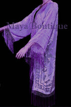 Lavender Fringes Jacket Kimono Silk Burnout Velvet Flapper Style Maya Matazaro