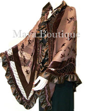 Chocolate Shawl Scarf Wrap Silk Burnout Velvet Triangle Ruffles Maya Matazaro