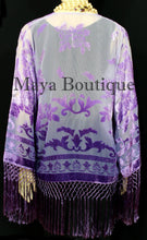 Wearable Art Purple Lavender Velvet Kimono Jacket Hand Dyed Short Maya Matazaro