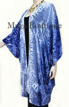 Niagara Blue Ombre Camellia Burnout Velvet Caftan Kimono Hand Dyed Maya Matazaro