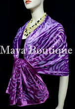 Maya Matazaro Hand Dyed Purple Mulberry Camellia Shawl Wrap Scarf Burnout Velvet
