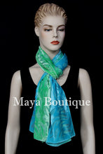 Jade Turquoise Camellia Shawl Wrap Scarf Burnout Velvet Hand Dyed Maya Matazaro