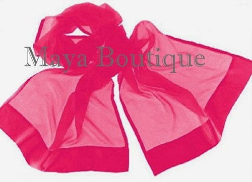 Hot Pink Scarf Wrap Shawl Silk Chiffon Satin Border Maya Boutique