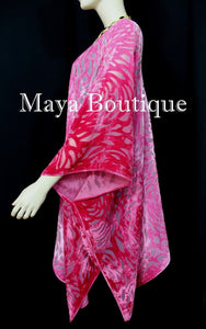 Pink Ombre Camellia Burnout Velvet Caftan Kimono Duster Hand Dyed Maya Matazaro