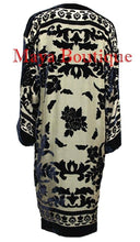 Kimono Jacket Silk Burnout Velvet Long Beige & Black No Fringe Maya Matazaro