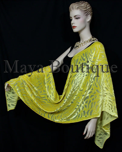 Maya Matazaro Primerose Yellow Camellia Shawl Wrap Scarf Burnout Hand Dyed