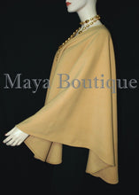 Gold Cape Ruana Wrap Coat Cashmere Wool Blend by Maya Boutique Made in USA