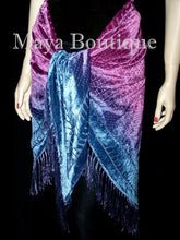 Dyed Dyed Shawl Burnout Velvet Triangle Purple & Blue Maya Matazaro
