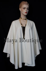 Cashmere Cape Ruana Wrap Coat Ivory by Maya Matazaro Made in USA