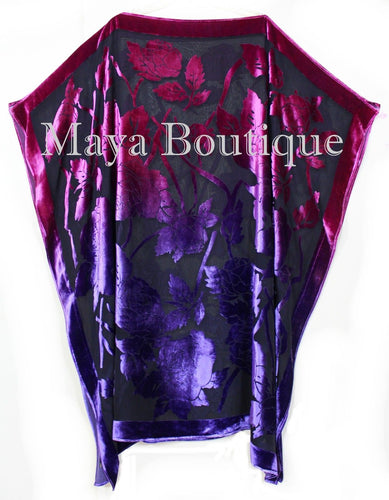 Caftan Dress Kimono Silk Burnout Velvet MAYA Dyed Stained Glass Orchid & Purple