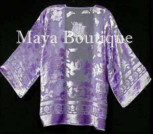 Lavender Jacket Kimono Burnout Velvet Short No Fringe Hand Dyed Maya Matazaro