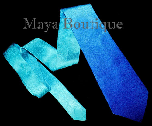 Silk Neck Tie Hand Dyed Blue Turquoise Ombre Maya Matazaro - Art to wear