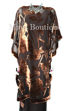 Caftan Dress Kimono Silk Burnout Velvet Copper Brown Hand Dyed Maya Matazaro