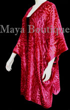 Maya Matazaro True Red Camellia Burnout Velvet Caftan Kimono Jacket USA Made