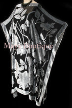 Caftan Dress Kimono Silk Burnout Velvet Silver Black Maya Matazaro