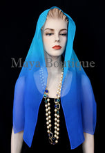 Silk Chiffon Scarf Hand Dyed Blue Turquoise Maya Matazaro Art to wear + Gift Box
