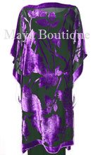 Caftan Dress Kimono Silk Burnout Velvet Purple Black Hand Dyed Maya Matazaro