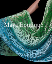 Jade Turquoise Camellia Shawl Wrap Scarf Burnout Velvet Hand Dyed Maya Matazaro