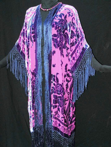 SILK CAFTAN JACKET KIMONO COAT DUSTER PINK PURPLE PLUS