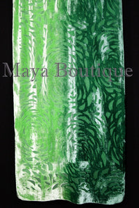 Maya Matazaro Hand Dyed Emeral Green Camellia Shawl Wrap Scarf Burnout Velvet