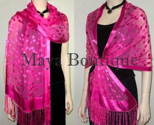 Pink Silk Shawl Scarf Wrap Devore Satin Chiffon Maya Shawls + Gift Box NWT