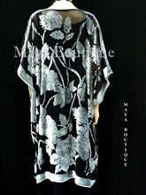 Maya Matazaro Silk Burnout Velvet Jacket Kimono Duster Silver Black No Fringe