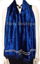 Crushed Velvet Scarf Wrap Maya Matazaro Navy Blue Made In Usa