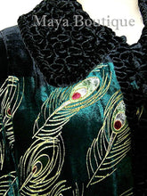 Opera Coat Duster Wearable Art Silk Velvet Peacock Black Long Lined 1X Maya