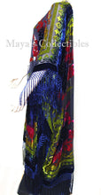 Maya Matazaro Tye Dye Pink Gold Blue Fringe Kimono Burrnout Velvet Jacket Coat