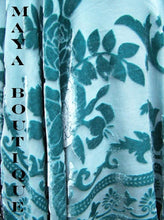 Piano Shawl Wrap Scarf Silk Burnout Velvet Ice Blue Maya Boutique