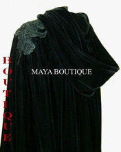 Cloak Opera Cape BLACK Victorian Rep Long Velvet & Lace Lined Maya Boutique
