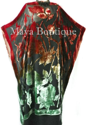 Caftan Dress Kimono Silk Burnout Velvet Dyed Stained Glass Copper & Green Maya