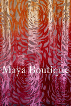 Maya Matazaro Hand Dyed Magenta Orange Camellia Shawl Wrap Scarf Burnout Velvet