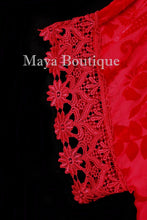 Red Lace & Burnout Velvet Kimono Caftan Jacket Duster Maya Matazaro Plus