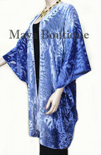 Niagara Blue Ombre Camellia Burnout Velvet Caftan Kimono Hand Dyed Maya Matazaro