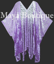 Maya Matazaro Lilac Ombre Camellia Burnout Velvet Caftan Kimono Jacket Hand Dyed