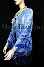 Wearable Art Blue Ombre Velvet Kimono Jacket Hand Dyed Short Maya Matazaro