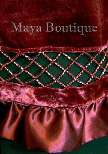 BURGUNDY Shawl Scarf Wrap Silk Burnout Velvet Triangle Ruffles Maya Matazaro