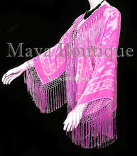 Candy Pink Silk Burnout Velvet Short Fringe Jacket Short Kimono Maya Jacket